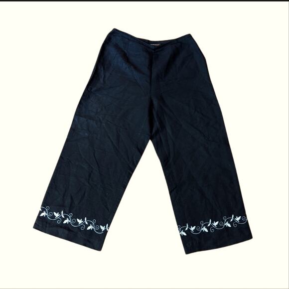 Vintage Sandro Sport  High Rise Boho Embroidered Lightweight Linen Blend Pants - Picture 1 of 3